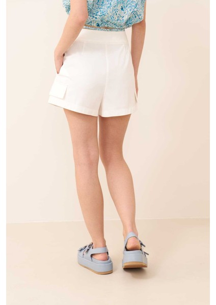 Cepli Şort Kırık Beyaz Y2312618_090