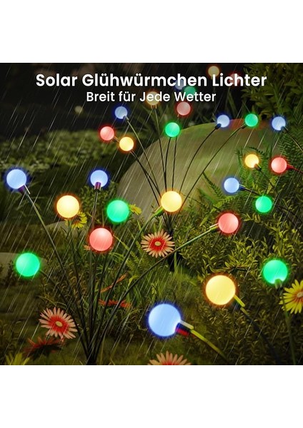 Açık Bahçe Için Güneş Lambaları, 2 Paket Ateş Böcekleri Güneş Işığı Bahçe Dekorasyonu, 2 Modlu Nane 8 Renkli Led, IP65 Su Geçirmez, Güneş Sallanan Dekoratif Işık Bahçe Balkon Ananlu Naneranda Için, , Schwarz modelleri