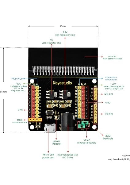 Bbc Micro:bit Breakout Adapter Sensor Shield Für Microbit V1, V2 indirimleri