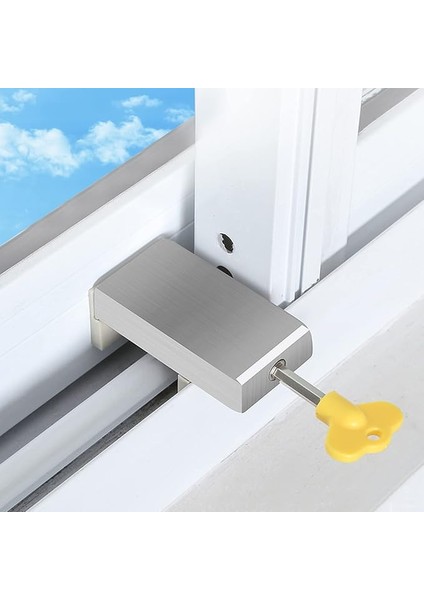 Sürgülü Pencere Kilidi, Sürgülü Pencere Stoperi, Anahtarlı, Ayarlanabilir Sürgülü Kapı Sigortası, Sürgülü Kapı Kilidi, Sürgülü Pencere Kilidi, Çocuk ve Bebek Güvenliği Için (1 Adet)