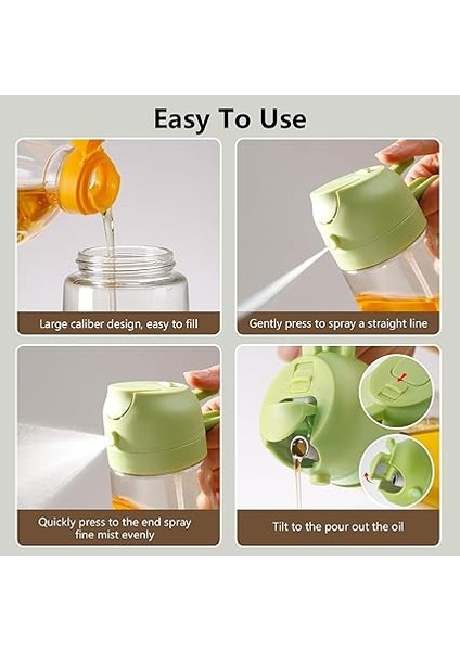 Vıew 2'si 1 Arada Yağ Püskürtücü ve Yağ Dozajı, 470 ml Hava Fritözü Için Yağ Spreyi, Mutfak, Salata ve Barbekü Için Cam Zeytinyağı Şişesi (Yeşil) fiyatları