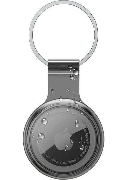 Airtag Için Su Geçirmez Ultra Şeffaf Görünümlü Kılıf ve Anahtarlık, Yumuşak Renkli Silikon Kılıf (Siyah)