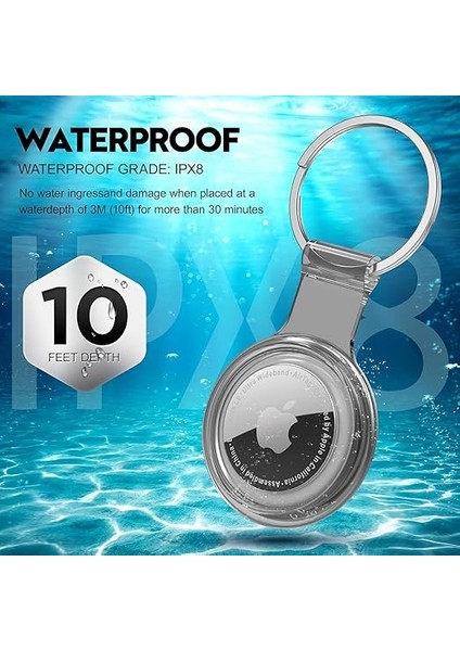 Airtag Için Su Geçirmez Ultra Şeffaf Görünümlü Kılıf ve Anahtarlık, Yumuşak Renkli Silikon Kılıf (Siyah) modelleri