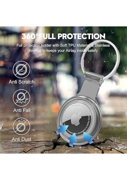 Airtag Için Su Geçirmez Ultra Şeffaf Görünümlü Kılıf ve Anahtarlık, Yumuşak Renkli Silikon Kılıf (Siyah) fırsatları