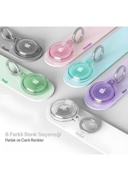 Airtag Için Su Geçirmez Ultra Şeffaf Görünümlü Silikon Kılıf ve Anahtarlık (Şeffaf) modelleri