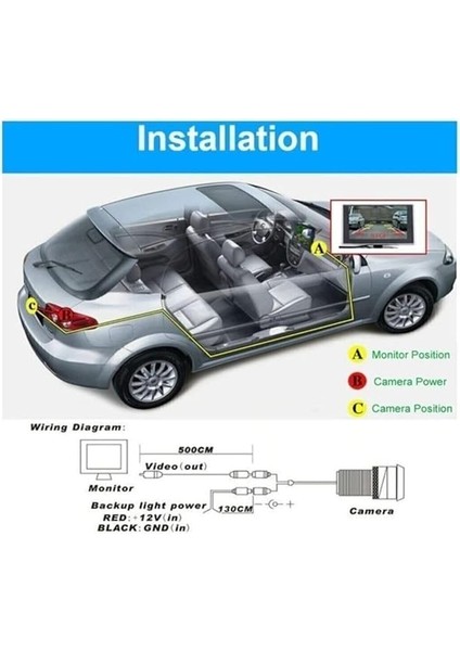 Group (7870) Araba Geri Görüş Kamerası 8 Ir Ledli Gece Görüşlü Çift Aparatlı Mesafe Çizgili ile Uyumlu fiyatları