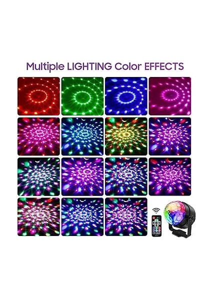 Disko Topu LED Parti Lambası, Müzik Kontrollü Disko Küresi, 7 Renkli, 4 M USB Kablosu, Uzaktan Kumanda, 360 Derece Dönebilen Disko Işığı, Parti Işığı, Parti, Noel, Çocuklar Için fiyatları