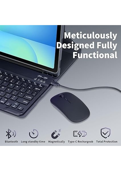 Kılıfı For Samsung Galaxy Tab S10 Fe/s9 Fe 10.9 Inch/galaxy Tab S9 11 Inch 2023, Manyetik Çıkarılabilir Bluetooth Klavye, Kalem Tutucu ve Fare ile Ultra Ince Folio Kılıf (Mavi) modelleri