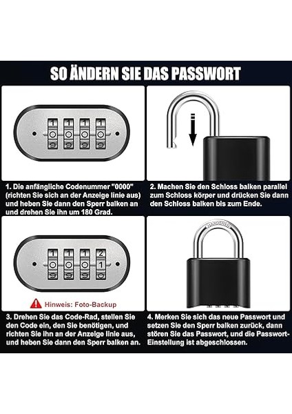 Ağır Şifreli Kilit, 8mm Kalınlığında Pranga, Hava Şartlarına Dayanıklı 4 Haneli Kombinasyon Kilidi, Dış Mekan Güvenlik Kilidi, Su Geçirmez ve Hırsızlığa Karşı Güvenli, Avlu, Çit, Garaj, Kapı, Bahçe indirimleri