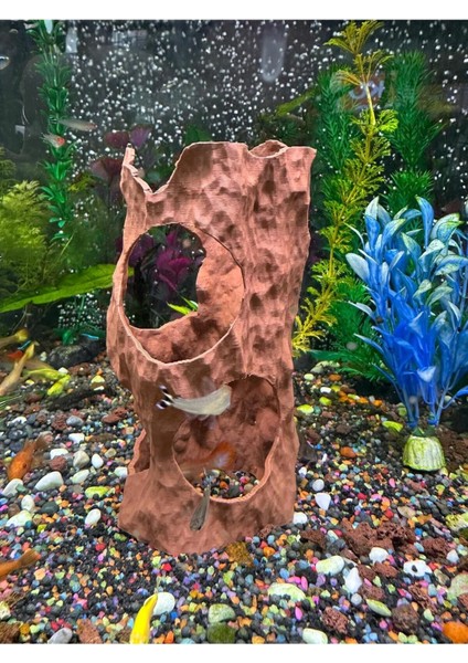 Akvaryum Dekor – Oyuk Kütük / Mağara Gövdesi – Suda Duran Model – 17X8 cm