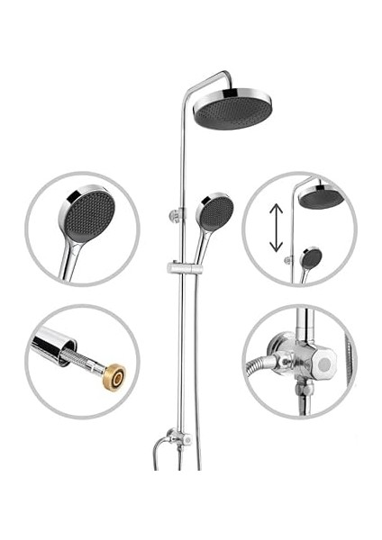 Omega Paslanmaz Çelik Yüksekliği Ayarlanabilir Borulu Yağmur Duş Seti fiyatları