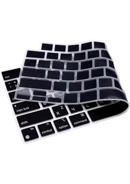 Rusça Klavye Koruyucu Macbook Air-Pro M1-M2-M3 (Touchıd'li) A2681 A3113 A2941 A3114 A2442 A2779 A2992 A2918 A2485 A2780 A2991 Us Enter ile Uyumlu Siyah indirimleri