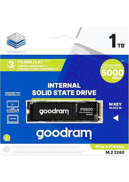 PX600 1tb SSD – Pcıe Gen4, Nvme, 5000MB/S Okuma, 3200MB/S Yazma, SSDPR-PX600-1K0-80