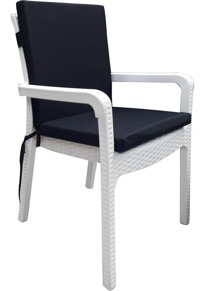 Bahçe Balkon Salon Siyah Sandalye Minderi (Arkalıklı)