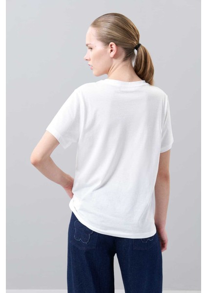 Basic Bisiklet Yaka T-shirt Beyaz K2454102_002 indirimleri