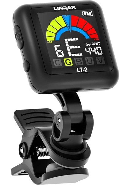 Lt-2 Gitar Tuner Şarj Edilebilir Akort Aleti, Gitar Bas Ukulele Keman Viyola Banjo Mandolin Için Klipsli Tuner, LCD Renkli Ekranlı Kromatik Tuner, Dijital Akort Cihazı, Gitar Aksesuarı, Siyah