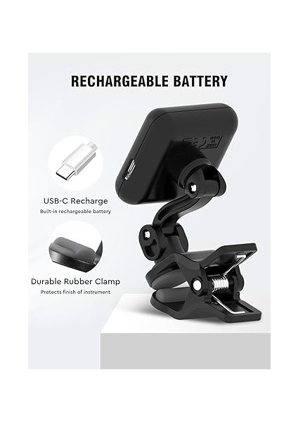 Lt-2 Gitar Tuner Şarj Edilebilir Akort Aleti, Gitar Bas Ukulele Keman Viyola Banjo Mandolin Için Klipsli Tuner, LCD Renkli Ekranlı Kromatik Tuner, Dijital Akort Cihazı, Gitar Aksesuarı, Siyah indirimleri