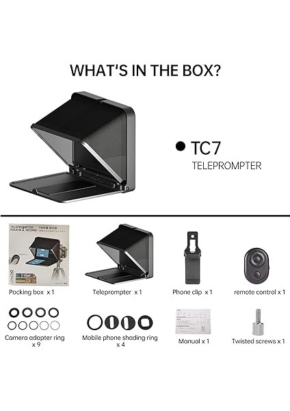 Taşınabilir Teleprompter, 8 Inçe Kadar Akıllı Telefon Tabletleri Için, Uzaktan Kumandalı, Kamera ve Akıllı Telefon ile Çalışır, Video Çekimi, Çevrimiçi Ders, Canlı Yayın Röportajı Için (Siyah) modelleri