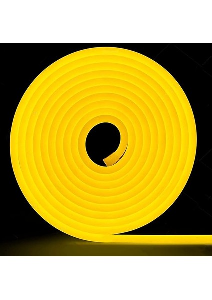 Dükkan 12V Trafolu Neon LED Işık | Tak-Çalıştır Trafolu Neon Şerit LED Esnek Silikonlu Aydınlatma LED Hortum (5 Metre, Amber) fiyatları
