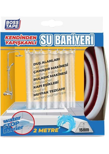 Tape Duş, Kapı Eşiği, Mutfak Tezgahı Etrafı Su Kesici Bariyer - 2 Metre