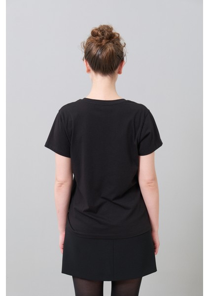 Basic V Yaka T-shirt Siyah K2454101_001 indirimleri