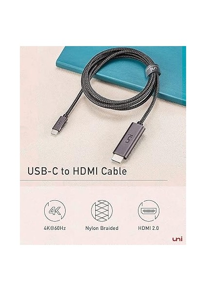 USB C - HDMI Kablosu 10FT/3M, [4K@60Hz] MacBook Pro, MacBook Air, iPad Pro, Xps Vb. ile USB Type-C - HDMI Naylon Kablo (Thunderbolt 3 Uyumlu). fiyatları