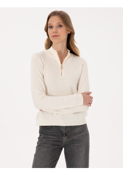 Kadın Ekru Slim Fit Kazak 50317114-VR019 modelleri