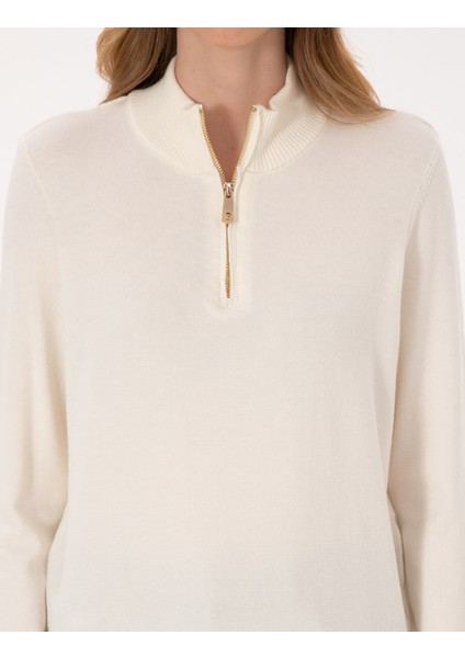 Kadın Ekru Slim Fit Kazak 50317114-VR019