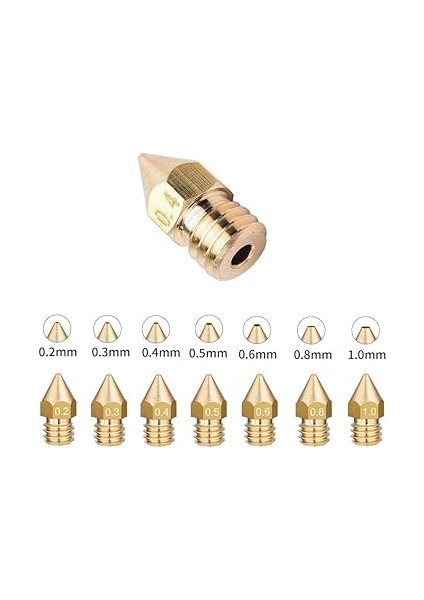 22 Adet 3D Yazıcı Nozulları Mk8 Nozul Ekstruder Baskı Kafası, 0.4 mm 10 Adet, 0.2mm 0.3mm 0.5mm 0.6mm 0.8mm 1.0mm Her 2 Adet, Temizleme Kiti-1 Cımbız, 1 Nozul Anahtarı, 10 Paket 0.35 mm modelleri