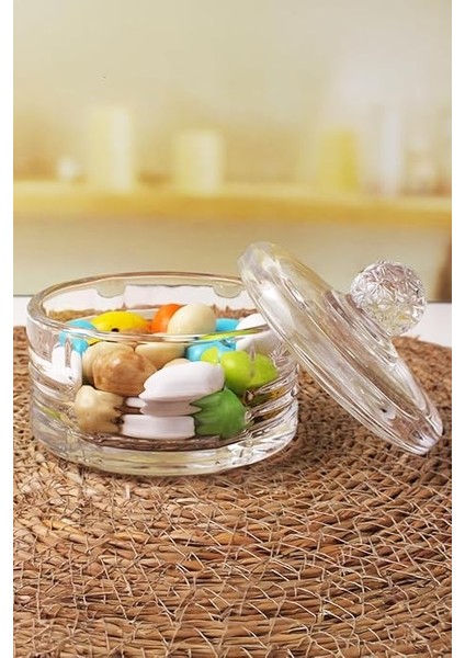 Lüx Kristal Kapaklı Cam Şekerlik & Cam Lokumluk, Kesme Cam Lüx Şekerlik 10CM*10.5CM - (4 Model) (06648) fırsatları