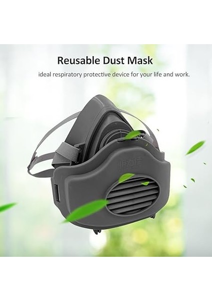 3200 Maske Tekrar Kullanılabilir Yarım Yüz Örtüsü Filtreli Pamuklu Solunum Maskesi K-Proof Maske Sanayi, Açık, Taşlama, Dekorasyon ve Kömür Için Siyah Lastik indirimleri