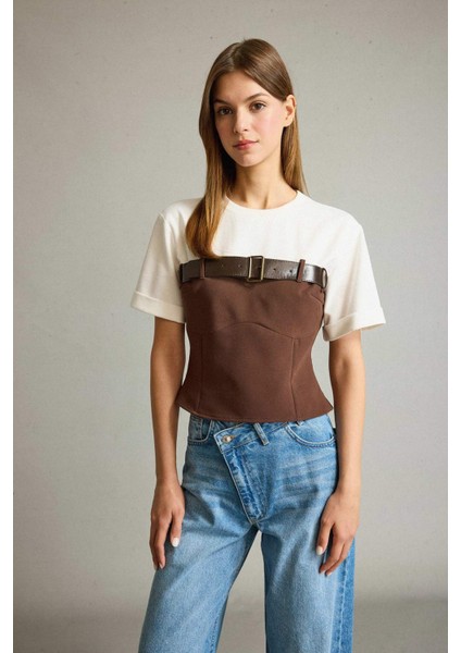 Bisiklet Yaka Kemer Detaylı Kısa Kollu Bluz G4709AX25WN fırsatları