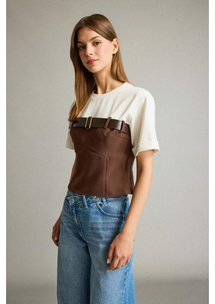 Bisiklet Yaka Kemer Detaylı Kısa Kollu Bluz G4709AX25WN indirimleri