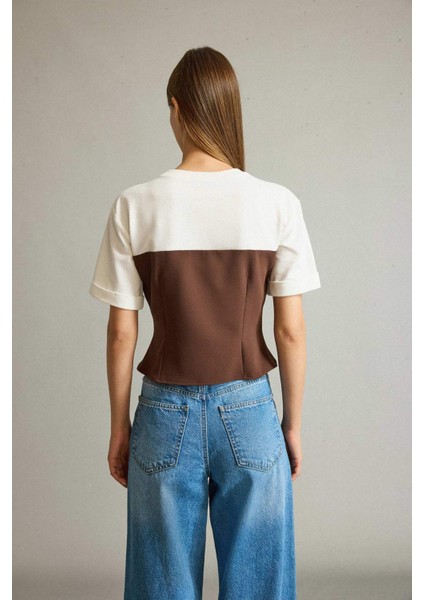 Bisiklet Yaka Kemer Detaylı Kısa Kollu Bluz G4709AX25WN