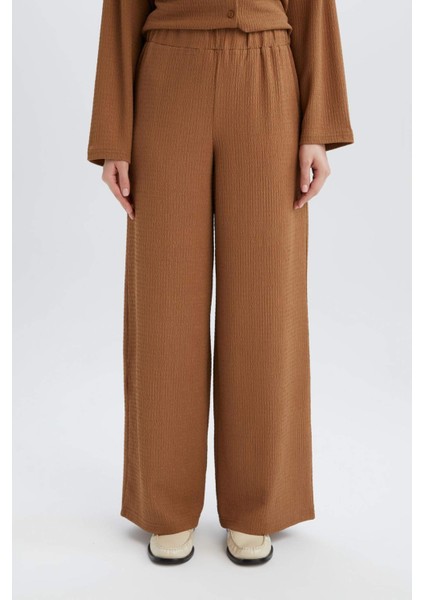 Straight Fit Beli Lastikli Basic Düz Bürümcük Geniş Paça PANTOLON D7522AX25SP modelleri