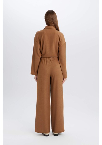 Straight Fit Beli Lastikli Basic Düz Bürümcük Geniş Paça PANTOLON D7522AX25SP indirimleri