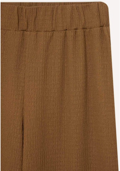 Straight Fit Beli Lastikli Basic Düz Bürümcük Geniş Paça PANTOLON D7522AX25SP