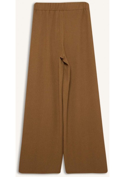 Straight Fit Beli Lastikli Basic Düz Bürümcük Geniş Paça PANTOLON D7522AX25SP