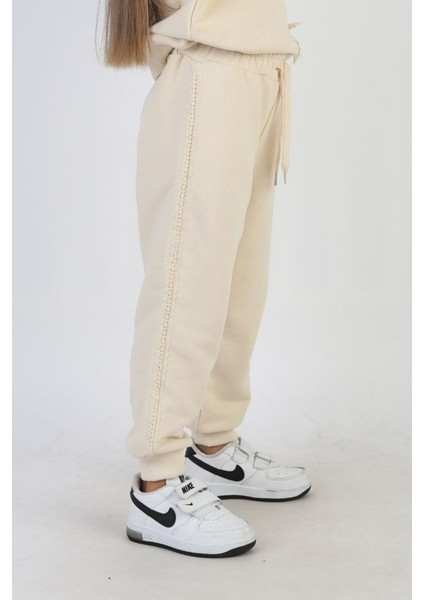 Mnn Fiyonk Detaylı Kız Çocuk 2 li takım - Krem modelleri