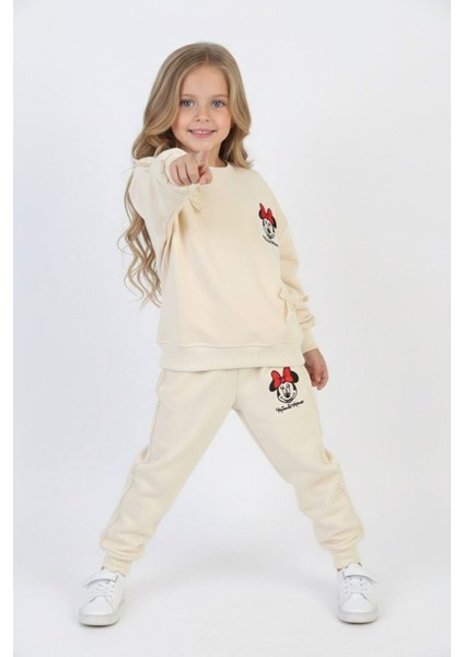 Mnn Fiyonk Detaylı Kız Çocuk 2 li takım - Krem indirimleri