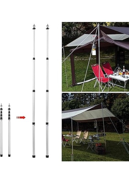 Kamp Direği 2 Adet Alüminyum Alaşımlı Çadır Tente Kamp Gölgelik Ayarlanabilir 230 cm indirimleri