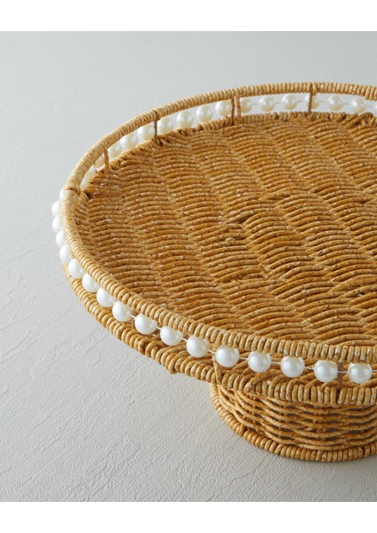 Pearl Plastik Rattan Kek Standı 30 cm Açık Kahverengi modelleri