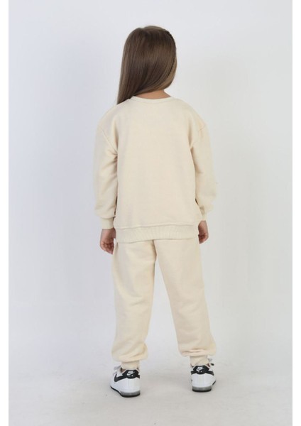 Mnn Fiyonk Detaylı Kız Çocuk 2 li takım - Krem fırsatları