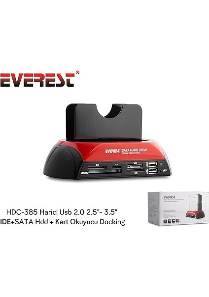 HDC-385 Harici USB 2.0 2.5"- 3.5" Ide+Sata HDD + Kart Okuyucu Docking indirimleri