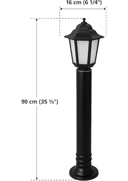 Klas Bahçe Aydınlatma Lambası | 90 cm Uzun Direkli Dış Mekan Yol Apliği | E27 Duylu, IP54 Su Geçirmez, 220V, Siyah | Yerli Üretim Bahçe Lambası (Ampul Hariç) fırsatları