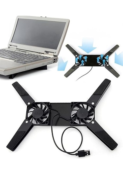 Ultra Küçük Katlanabilir Dizüstü Bilgisayar Soğutucu, Şık Tasarım, 2 Fan, USB Bağlantılı, Siyah Plastik Ayaklar fiyatları
