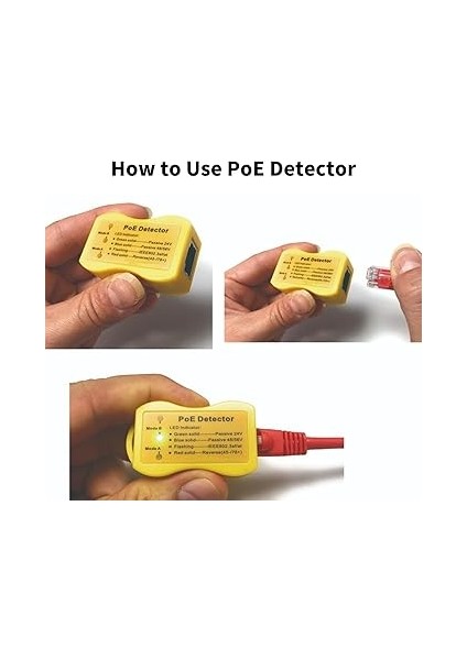 Poe Anahtarının Yöntemi ve Yaklaşık Gerilimi Için Poe Dedektörü Ethernet Kablosu Dedektörü Test Cihazı, Poe Dedektör Aracı Pasif Enjektör 802.3AF/802.3AT/802.3BT 568A 568B Için Geçerlidir modelleri