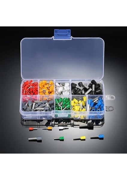 Parça Izoleli Kablo Ucu Set Kutulu Yalıtımlı Tel Terminal Soketi Sıkmalı Pin Elektrik Teli Konnektörü 10/22 Awg Kordon