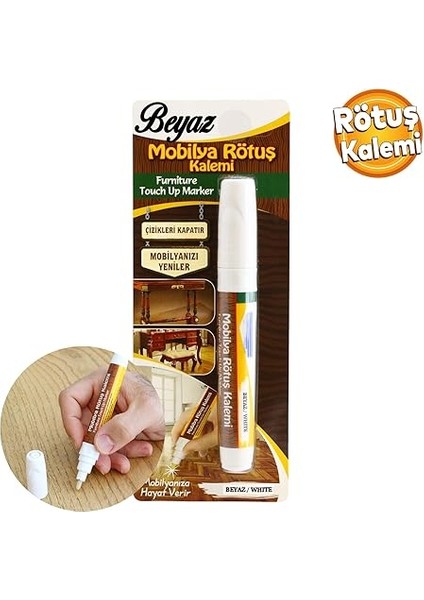 Mobilya Rötuş Kalemi Ahşap Masa Sehpa Dolap Kalemi Çizik Giderici Çatlak Kapatıcı Beyaz modelleri