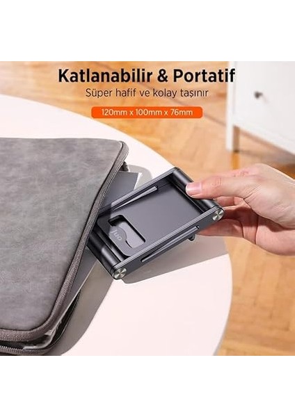Alüminyum Katlanabilir Metal Masaüstü Telefon Tutucu Standı Uzay Grisi modelleri